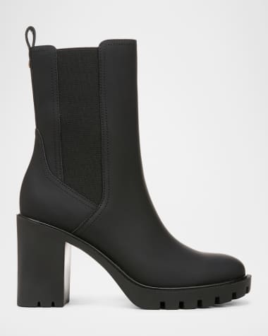 Veronica Beard Riley Leather Block-Heel Chelsea Booties