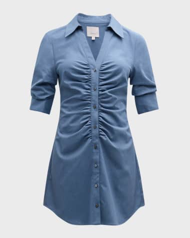 Cinq a Sept Elina Ruched Short-Sleeve Mini Dress