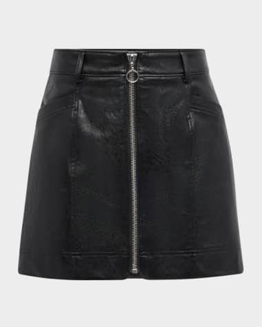 PAIGE Nomi Faux-Leather Zip Mini Skirt