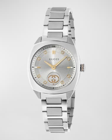 Gucci Interlocking Small Silver 8-Diamond Steel Bracelet Watch