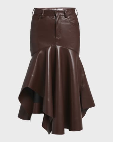 Philosophy di Lorenzo Serafini Faux Leather Flounce Midi Skirt