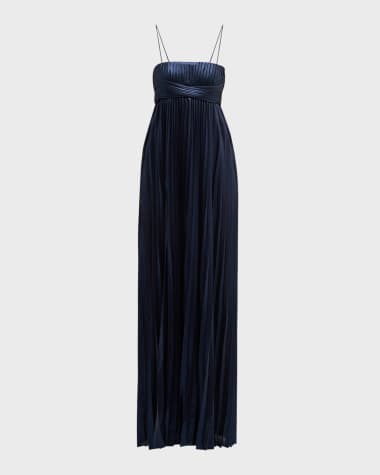 Retrofete Zinnia Pleated Metallic Empire Gown