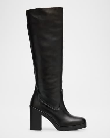 Stuart Weitzman Bethenny Leather Platform Knee Boots