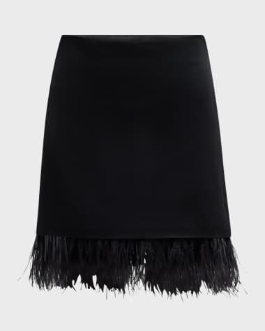 Brunello Cucinelli Ostrich Feather Satin Mini Skirt