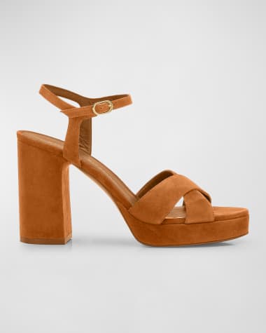 Stuart Weitzman Dayna Suede Crisscross Platform Sandals