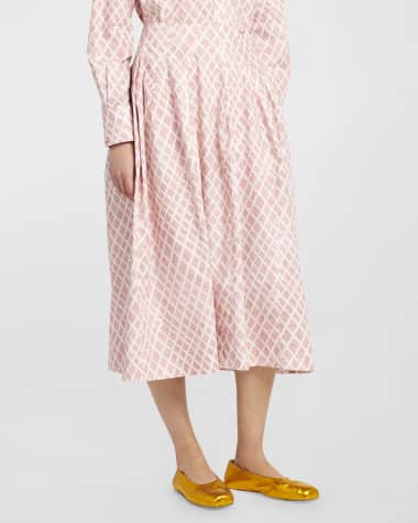 Marni Lattice-Print Midi Skirt