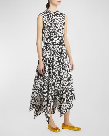 Marni Flower-Print Handkerchief Midi Skirt