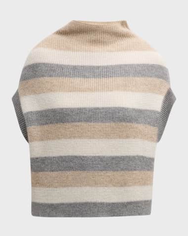 Peserico Striped Funnel-Neck Vest