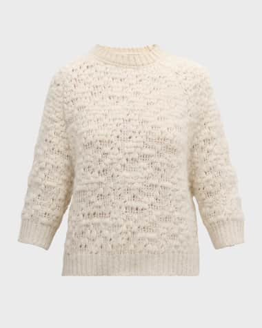 Peserico Crewneck 3/4-Sleeve Knit Sweater