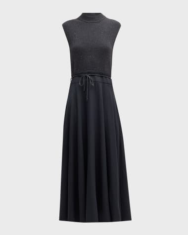 Peserico Sleeveless Mixed Media Midi Dress