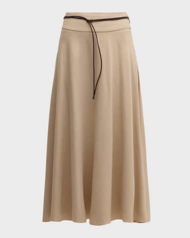 Peserico Belted Circle-Cut Midi Skirt