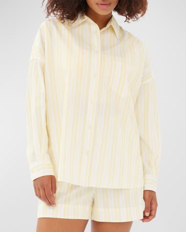 LMND The Chiara Classic Cotton Stripe Button-Front Shirt