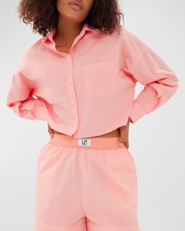 LMND The Chiara Cropped Cotton Button-Front Shirt