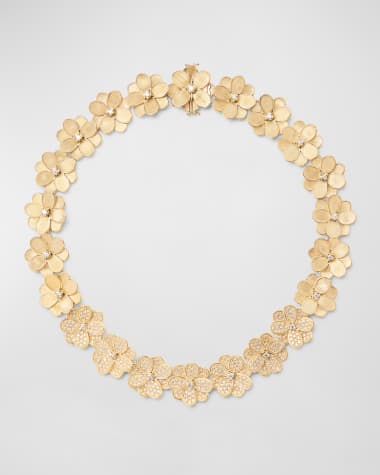 Marco Bicego 18K Yellow Gold Flower Necklace with Diamonds, 17.5"