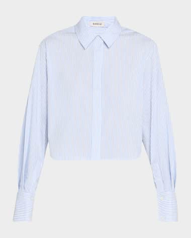 SIMKHAI Renata Striped Cotton Cropped Button-Front Shirt
