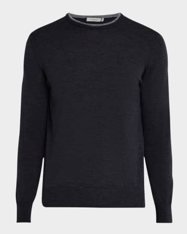 Canali Men's Wool Tipped Crewneck Sweater