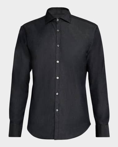 Canali Men's Solid Chambray Sport Shirt
