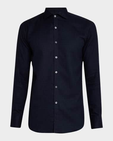 Canali Men's Tonal Geometric Sport Shirt