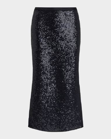 Polo Ralph Lauren Sequin Stretch Mesh Midi Skirt