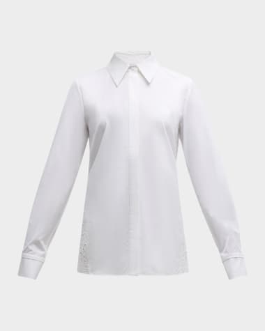 Gabriela Hearst Gallus Broderie Anglaise Panel Button-Down Top