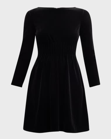 Emporio Armani Cinched Stretch Velvet Mini Dress