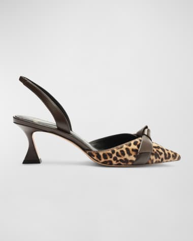 Alexandre Birman Clarita Bell Leopard Bow Halter Pumps