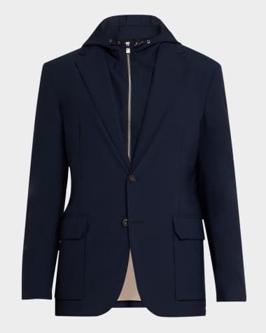 Corneliani Men's Wool-Blend Blazer with Hood Insert