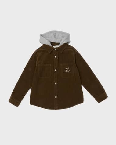 Golden Goose Boy's Corduroy Overshirt W/ Detachable Hood, Size 4-12
