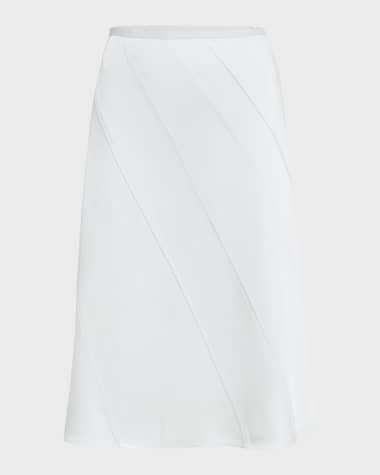 Jil Sander Diagonal Pintuck Midi A-Line Skirt