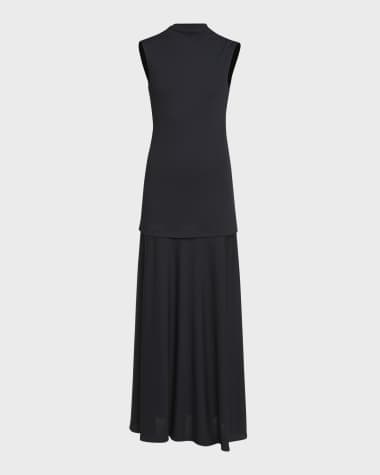 Jil Sander Sleeveless Drop-Waist Layered Maxi Dress