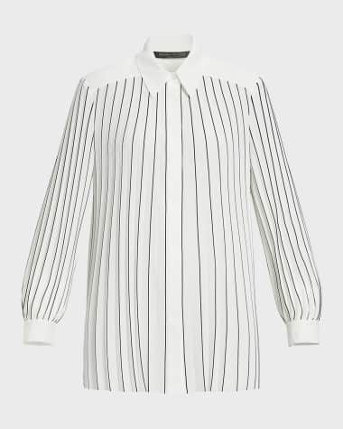 Marina Rinaldi Plus Size Ola Pleated Striped Shirt