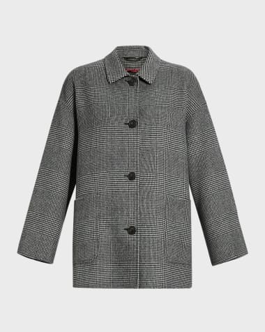 Marina Rinaldi Plus Size Nadia Check-Print Wool-Blend Coat