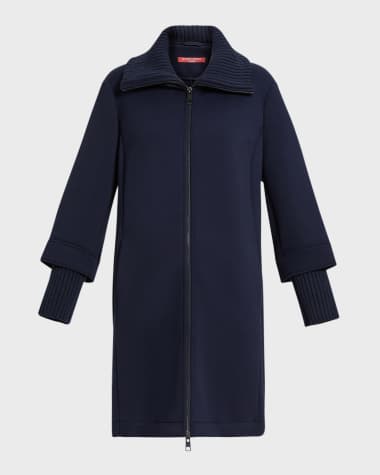 Marina Rinaldi Plus Size Melfi Stand-Collar Jersey Coat