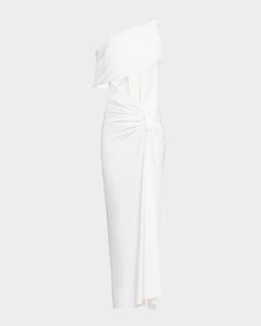 Christopher Esber Lever Twisted Cutout One-Shoulder Gown