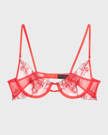 Kiki De Montparnasse Dominique Floral-Embroidered Demi Bra