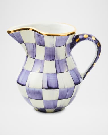 MacKenzie-Childs Plum Check Ceramic Creamer