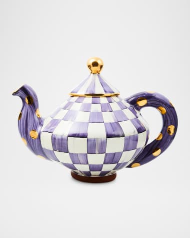 MacKenzie-Childs Plum Check Ceramic Teapot