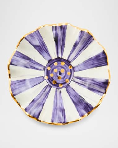 MacKenzie-Childs Plum Check Ceramic Saucer