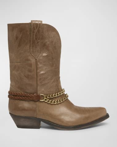 Golden Goose Wish Star Embroidered Leather Cowboy Boots