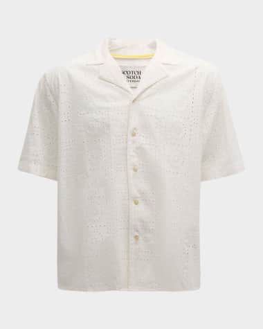 Scotch & Soda Men's Broiderie Anglaise Camp Shirt