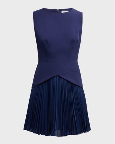 Milly Haddy Sleeveless Pleated Mini Dress