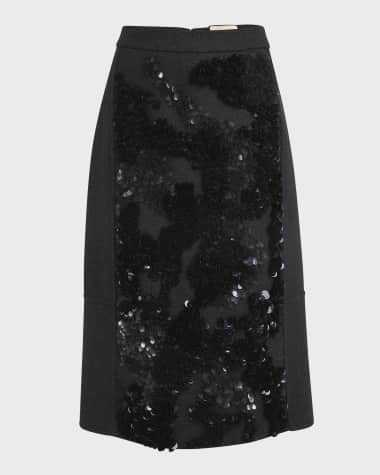 Plan C Wool-Blend Sequin Midi Skirt