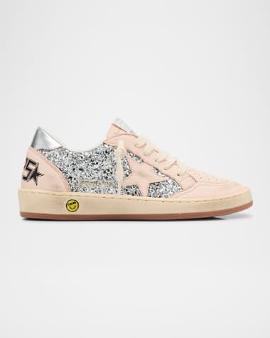 Golden Goose Girl's Ballstar Leather Glitter Sneakers, Toddlers/Kids