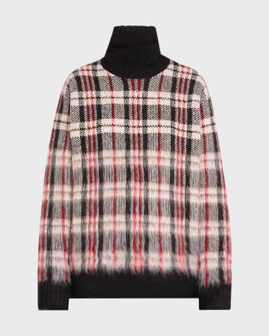 Helmut Lang Chunky Plaid Turtleneck Sweater