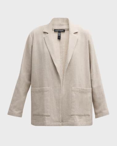 Eileen Fisher Open-Front Organic Cotton Tweed Blazer