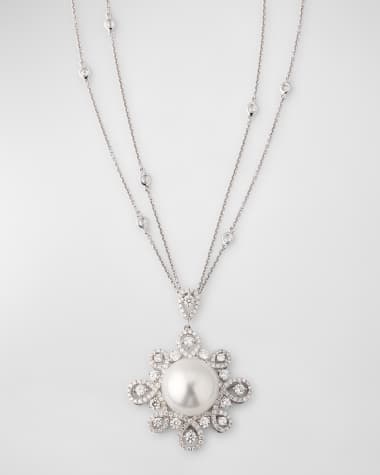 Belpearl 18K White Gold 13.5mm South Sea Pearl and Diamond Necklace