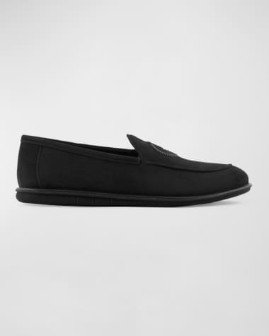 Giorgio Armani Men's Suede Logo Slip-On Loafers