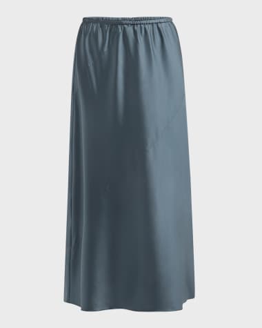 Eileen Fisher A-Line Silk Charmeuse Midi Skirt