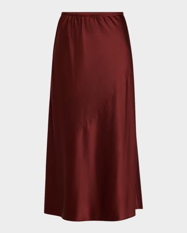 Eileen Fisher A-Line Silk Charmeuse Midi Skirt