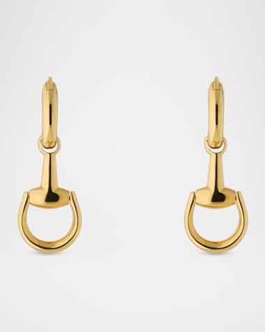 Gucci 18K Yellow Gold Horsebit Drop Earrings